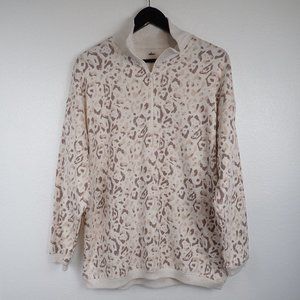 Aerie Women's S Animal Print Oversized Quarter Zip Pullover Sweatshirt